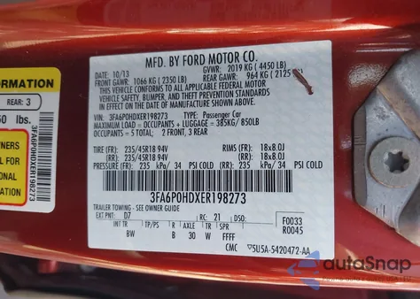 2014 Ford Fusion Se из США, поврежденный, VIN 3FA6P0HDXER198273